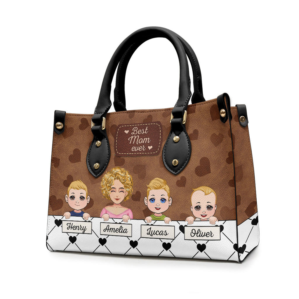 Meilleure grand-mère du monde - Cadeau pour grand-mère, maman, tante - Sac à main en cuir personnalisé