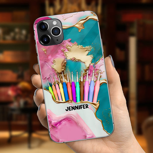 Passionnée de crochet - Coque de téléphone personnalisée au crochet