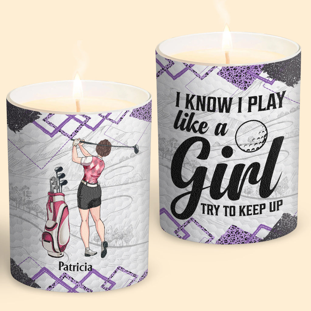 Cours de golf - Cadeau de golf pour elle, petite amie, épouse, fille - Bougie personnalisée avec couvercle en bois