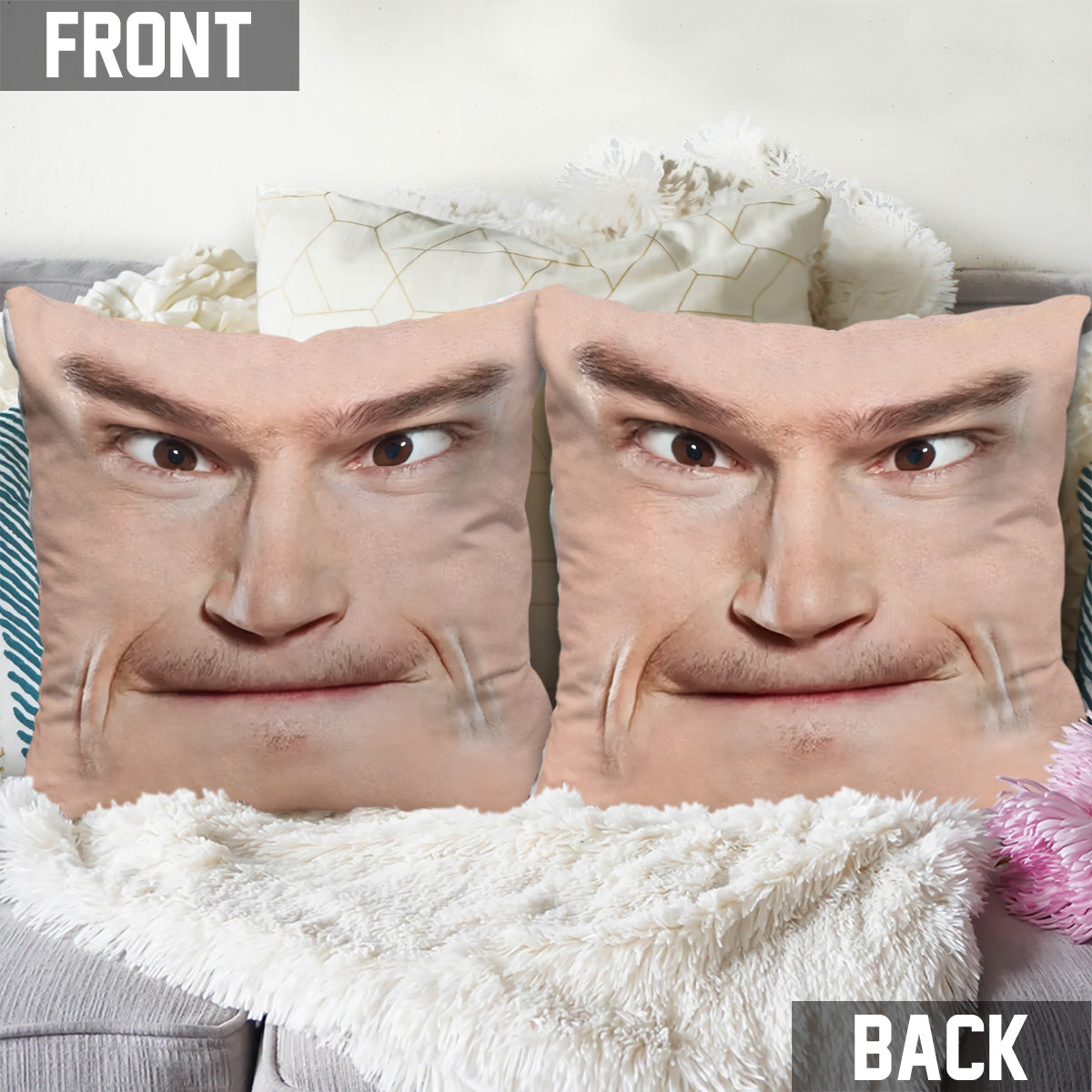 Funny Face Zoom In - Personalized Throw Pillow