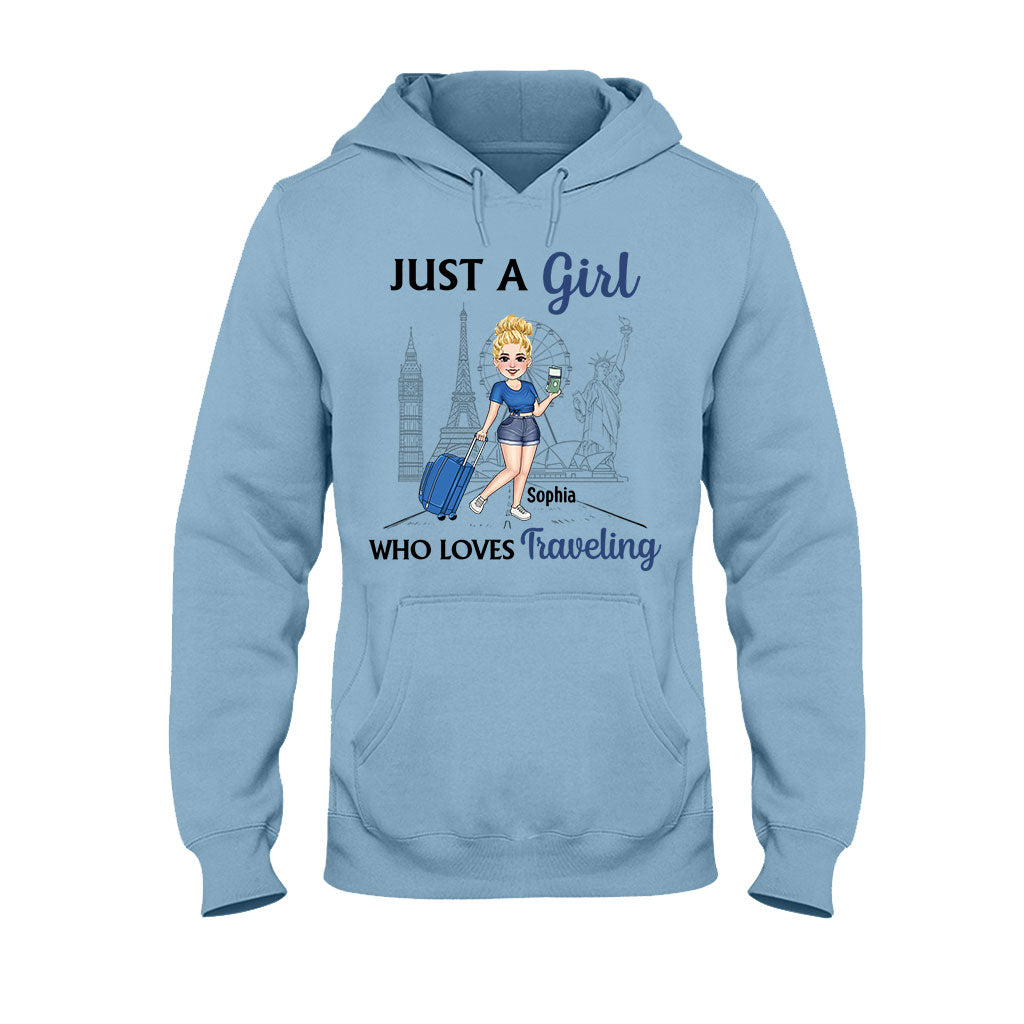 Juste une fille qui aime voyager - T-shirt et sweat à capuche de voyage personnalisés