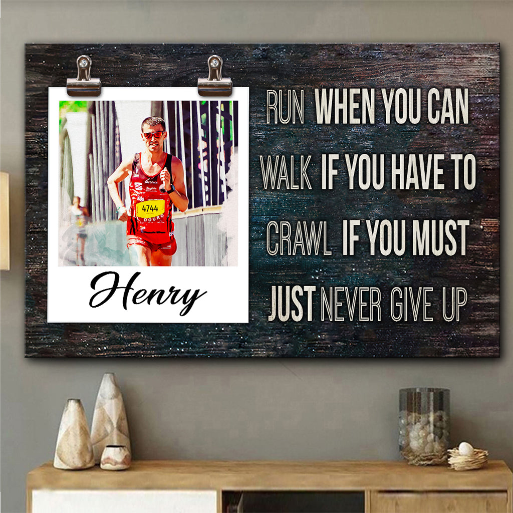 N'abandonnez jamais - Toile et affiche de course personnalisées