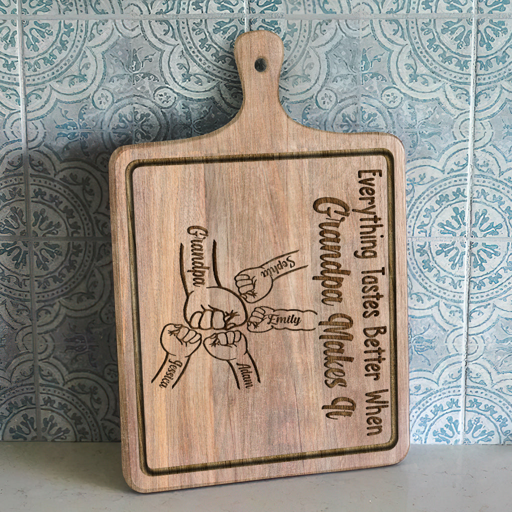 Tout est meilleur quand c'est fait par grand-père - Planche à découper personnalisée pour grand-père