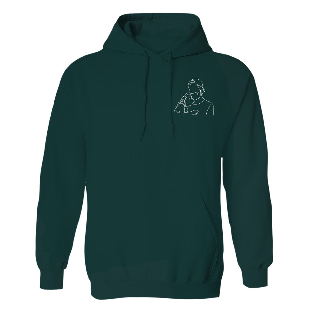 Sweat à capuche brodé personnalisé pour papa - Illustration au trait - Sweat à capuche brodé personnalisé