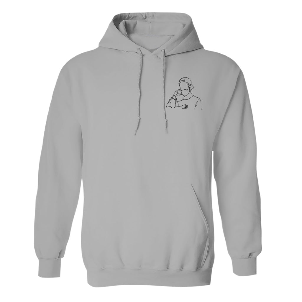 Sweat à capuche brodé personnalisé pour papa - Illustration au trait - Sweat à capuche brodé personnalisé
