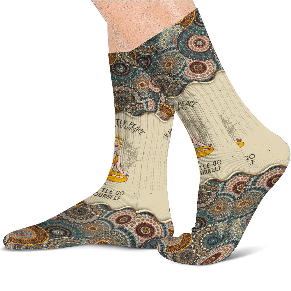 Je suis avant tout paix, amour et lumière - Chaussettes de yoga personnalisées