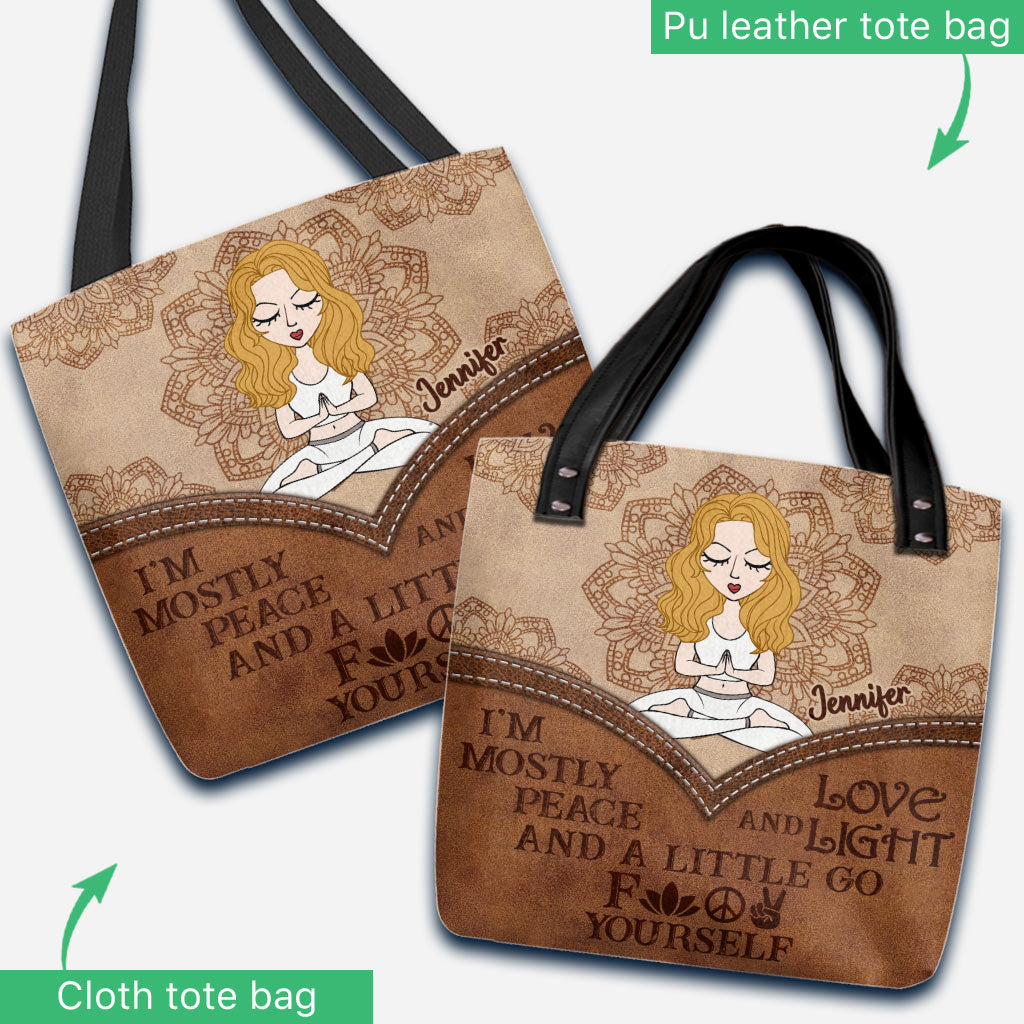 I'm Mostly Peace - Personalized Yoga Tote Bag