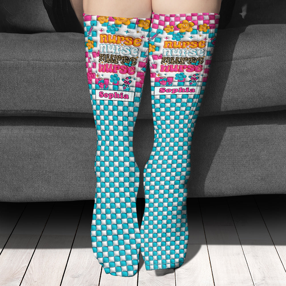 Vie d'infirmière - Cadeau pour maman, elle, épouse, petite amie, amie - Chaussettes personnalisées