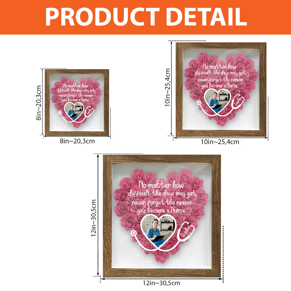 No Matter How Difficulty - Personalized Nurse Flower Shadow Box