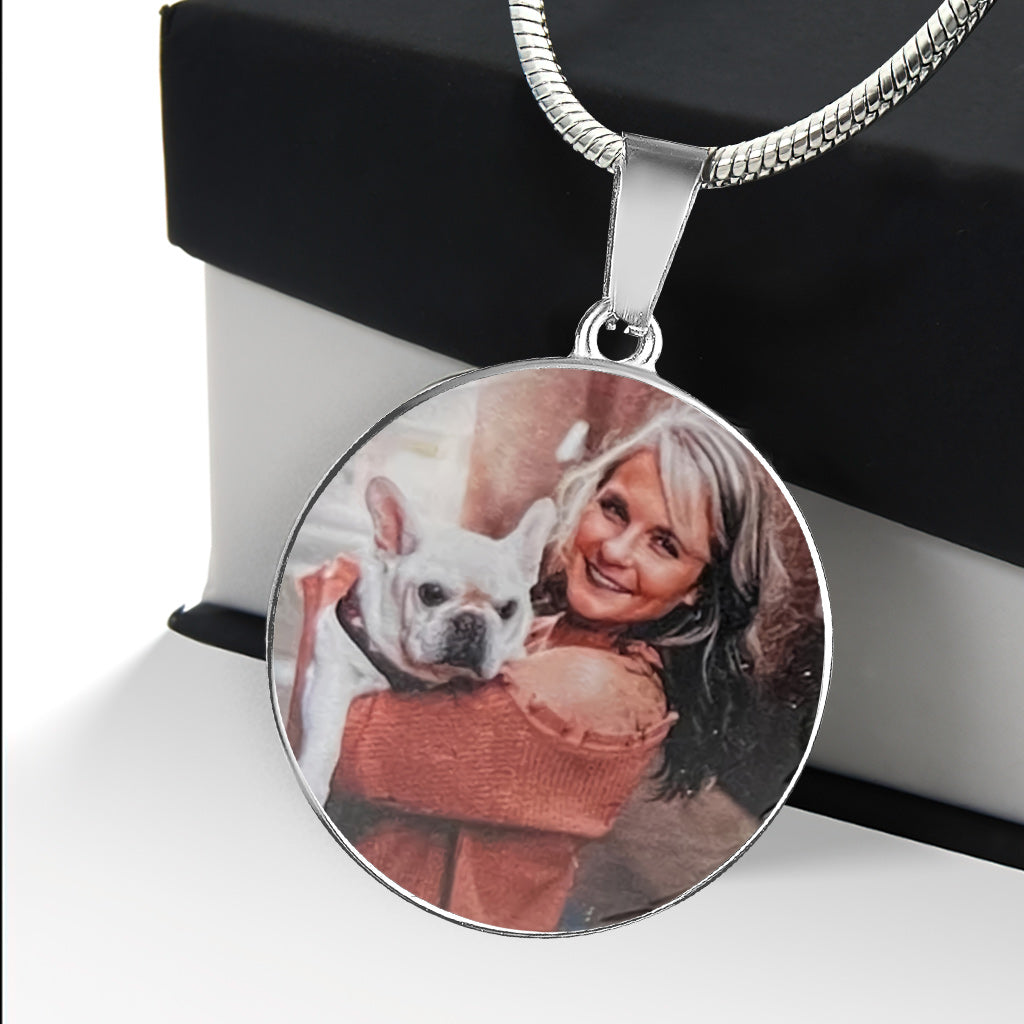 J'ai traversé le pont arc-en-ciel - Cadeau pour les amoureux des chiens, ceux qui ont perdu leur chat ou leur chien - Collier pendentif rond personnalisé
