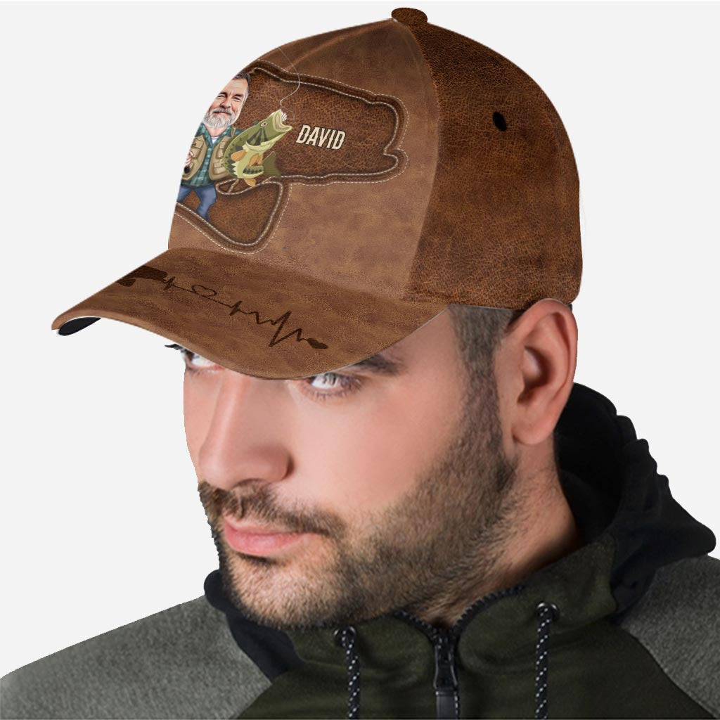 Casquette de pêche classique personnalisée avec photo et motif amusant « Rippin' Lips ».