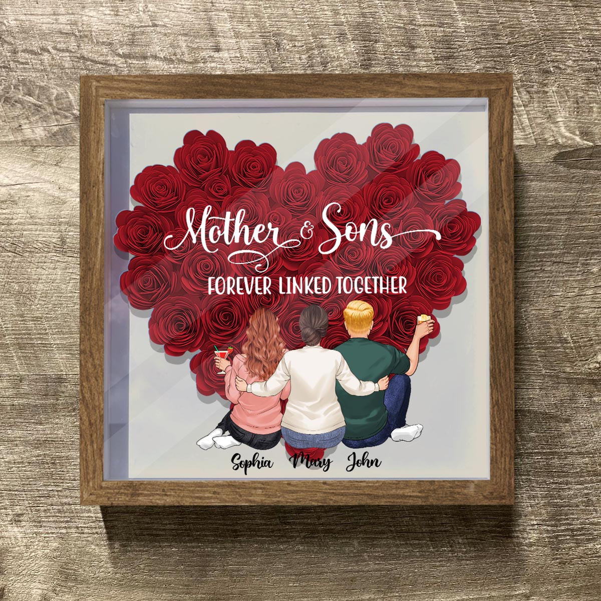 Mère et Filles - Cadeau pour maman, fille, fils - Boîte à fleurs personnalisée