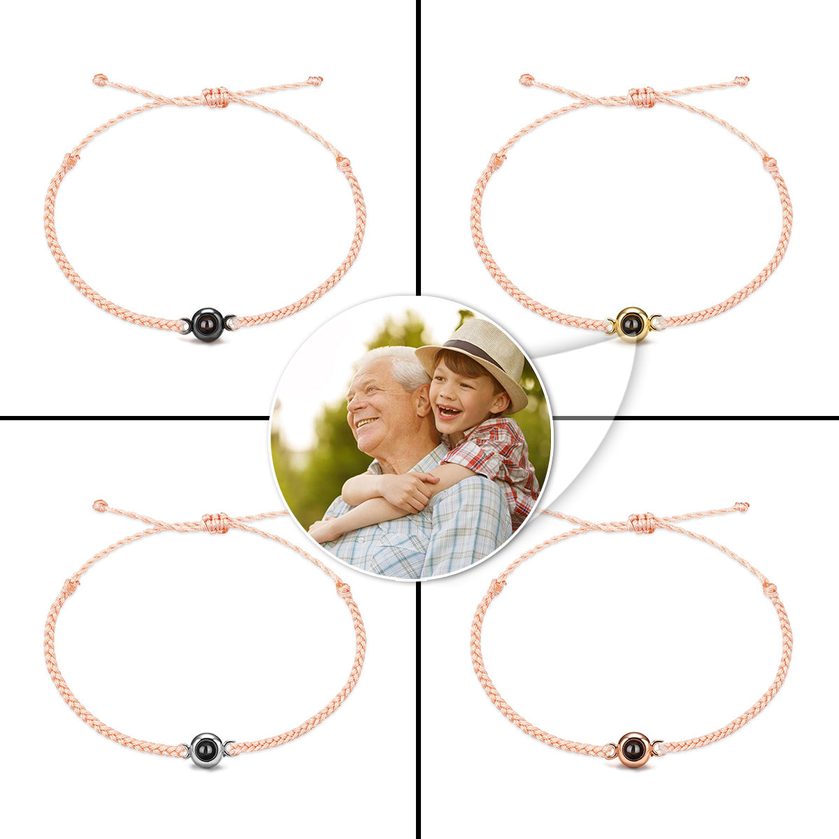 Je t'aime, Papi - Cadeau pour grand-père - Bracelet à projection personnalisé