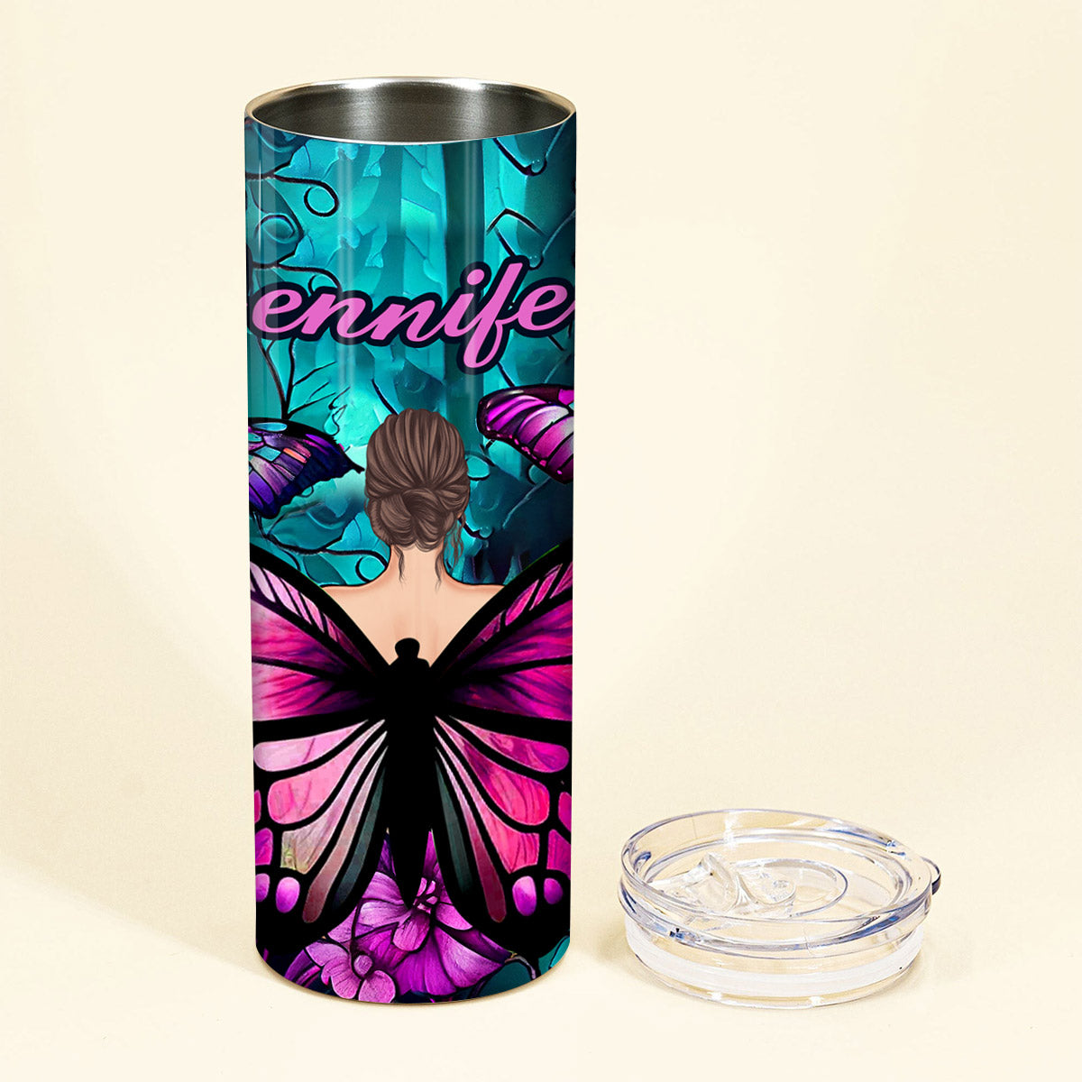 Butterfly Girl - Cadeau papillon pour elle - Gobelet isotherme personnalisé