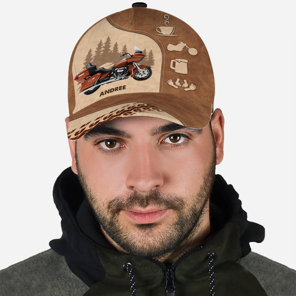 Happy Life - Casquette de motard classique personnalisée