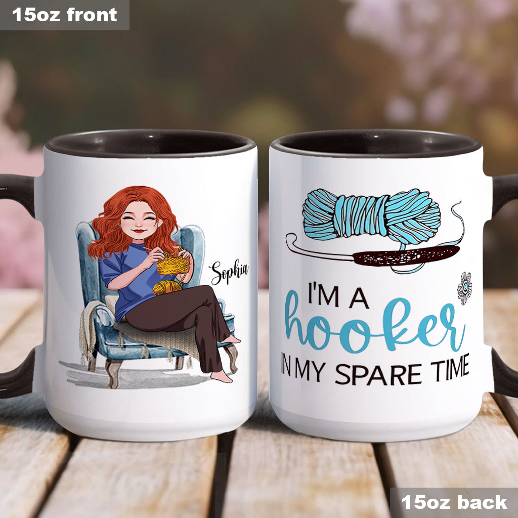 Je suis crocheteuse à mes heures perdues - Mug personnalisé à motif crochet