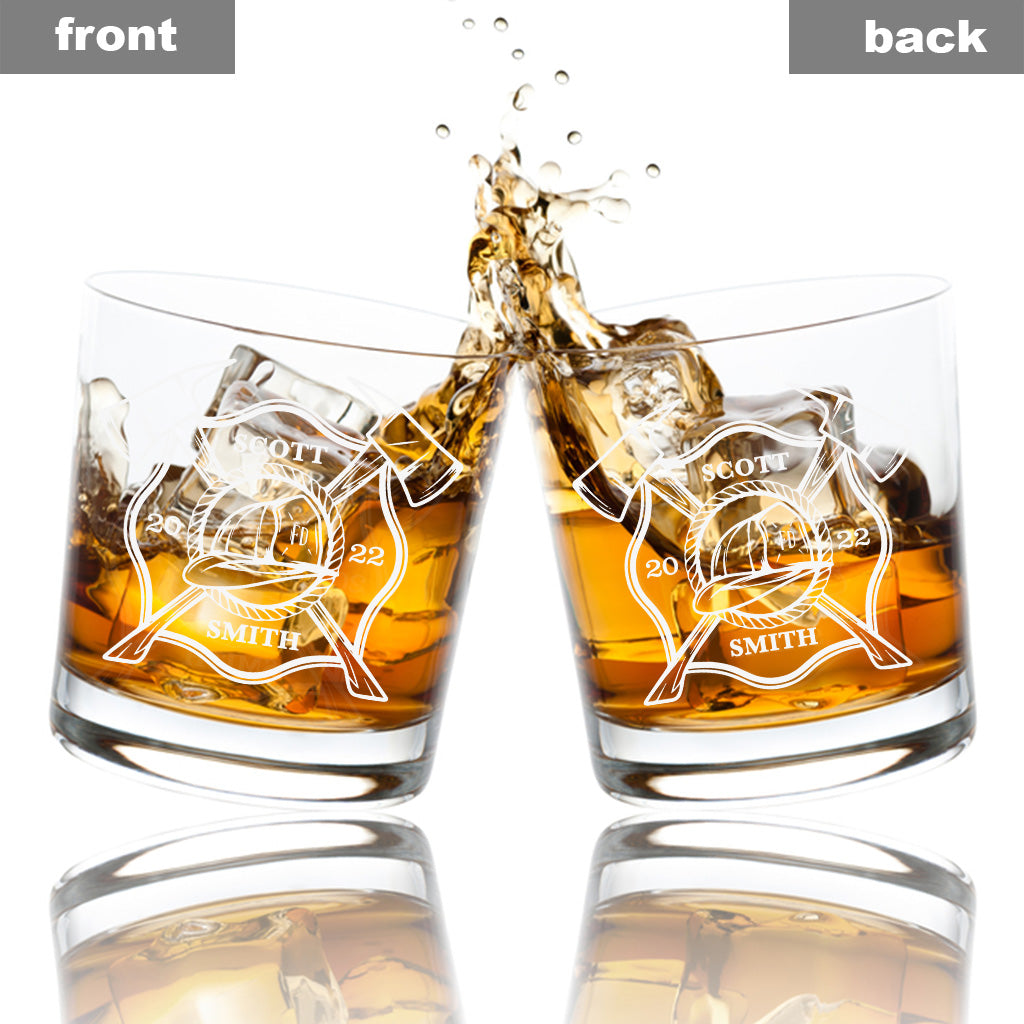 Firefighter Life - Personalized Firefighter Rock Glass