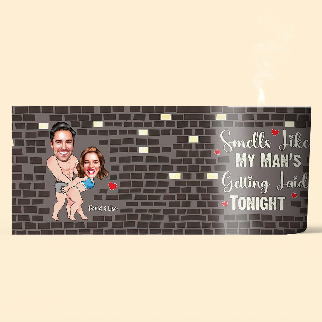 « Sent comme mon homme » - Bougie personnalisée pour couple avec couvercle en bois