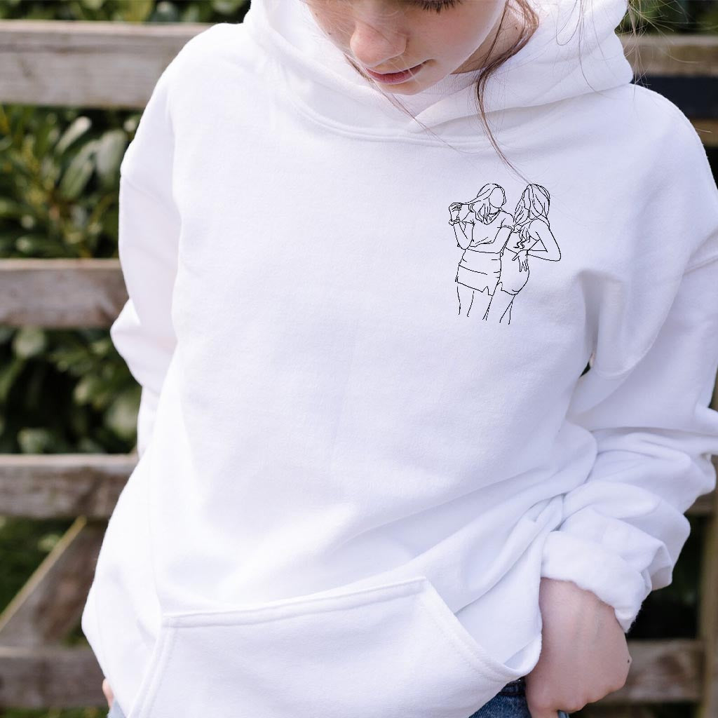 Custom Line Art - Personalized granddaughter Embroidered Hoodie