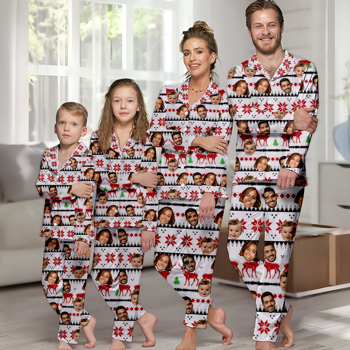 Custom Photo Pajamas Christmas - Family gift for anyone, dog lover, cat lover - Personalized Button Down Pajamas