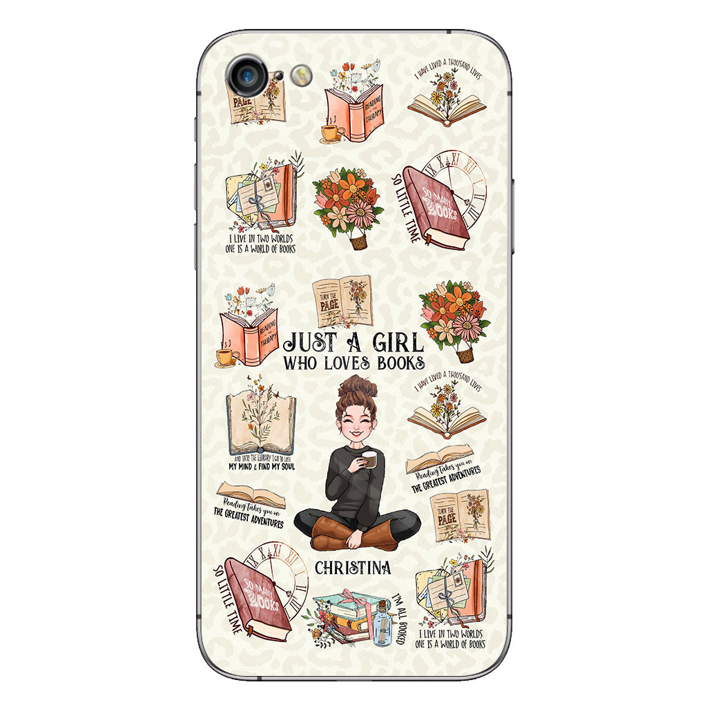 Une fille qui aime les livres - Coque de téléphone personnalisée en forme de livre