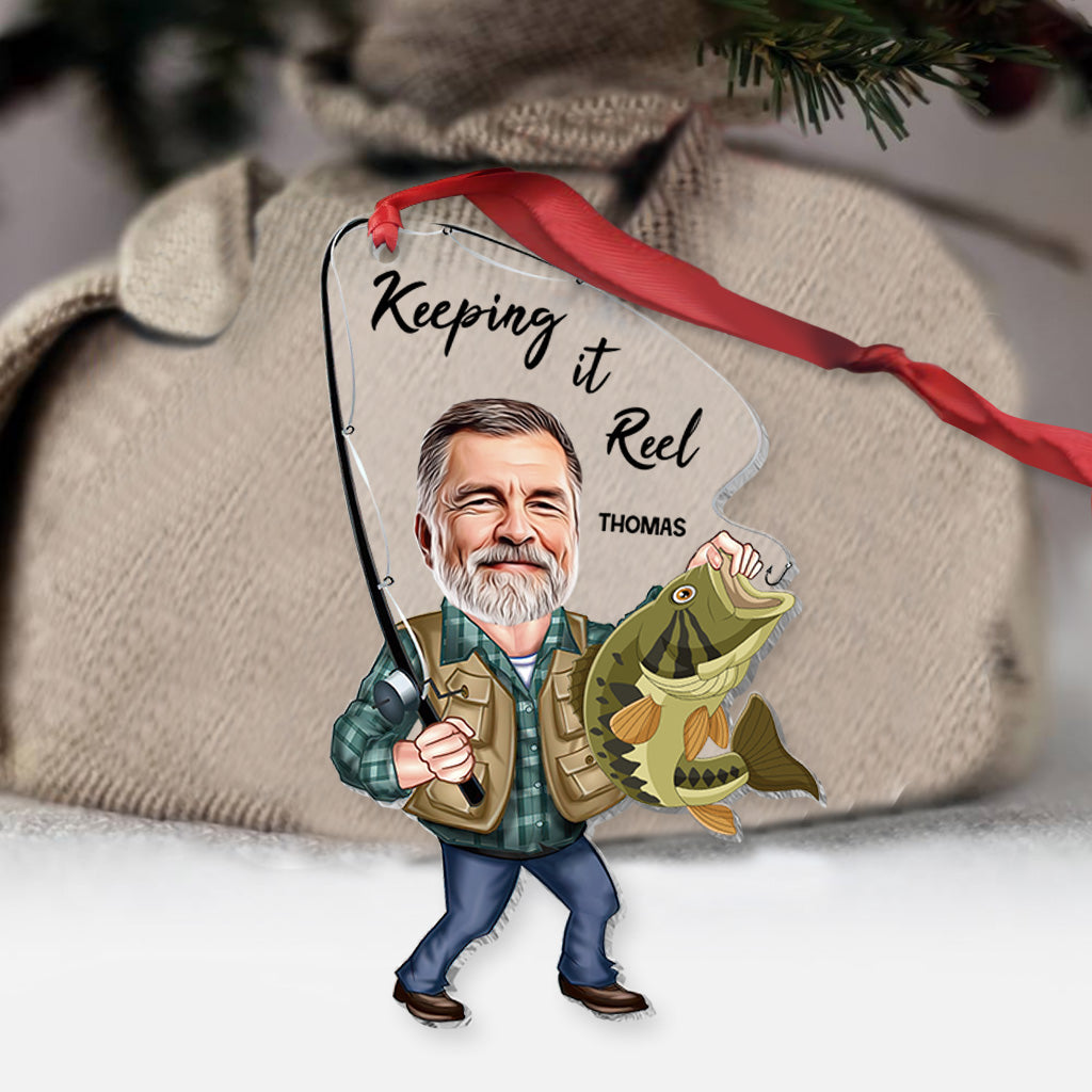 Photo Inserted Funny Fishing Keeping It Reel - Personalized Fishing Transparent Ornament