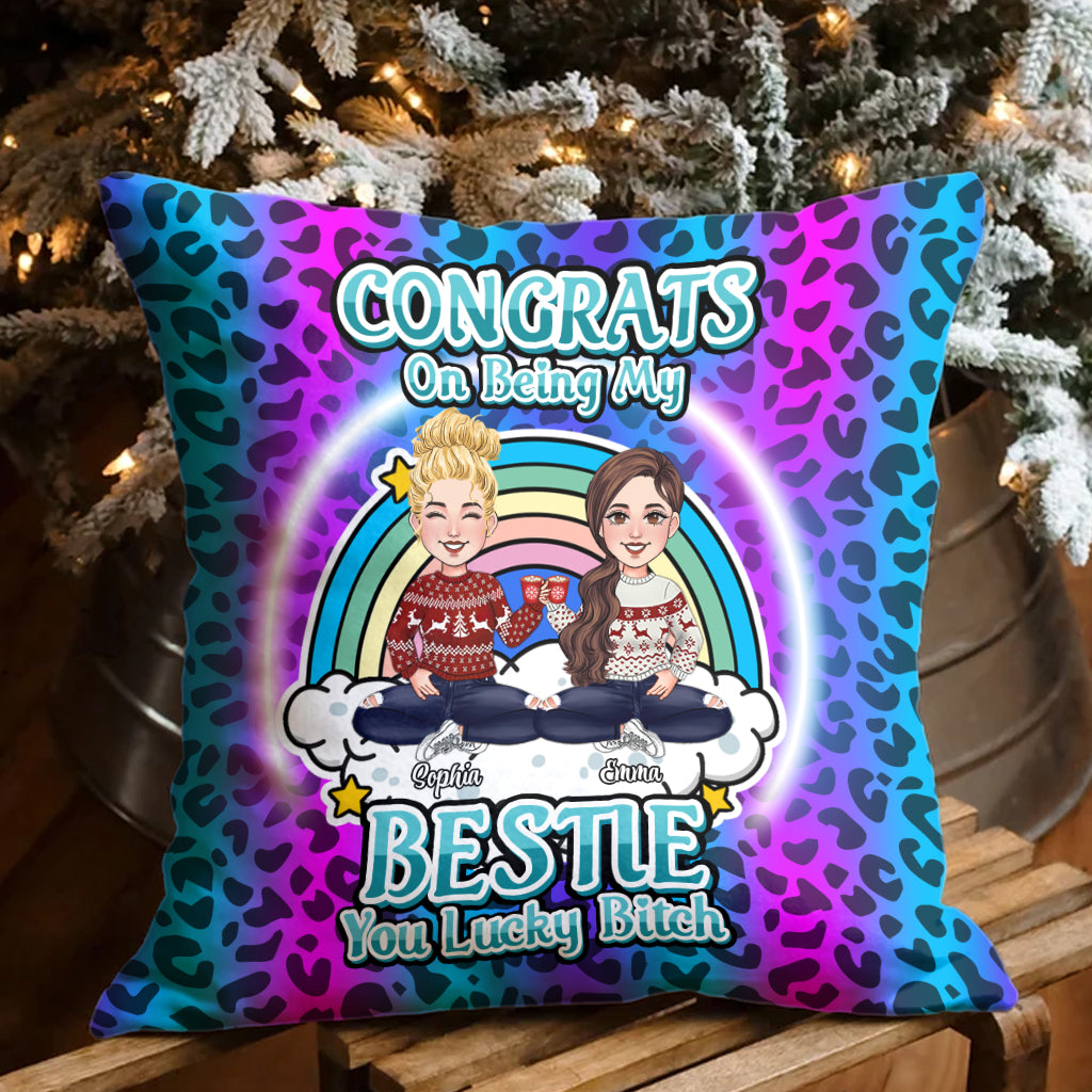 Félicitations pour être mes meilleures amies ! - Cadeau pour une amie - Coussin décoratif personnalisé