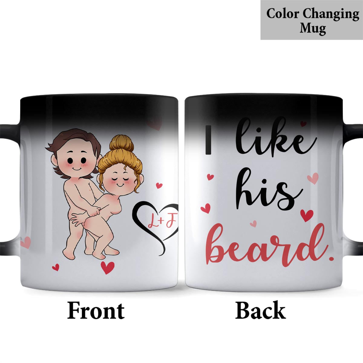 J'aime sa barbe, j'aime ses fesses - Mug personnalisé pour couple