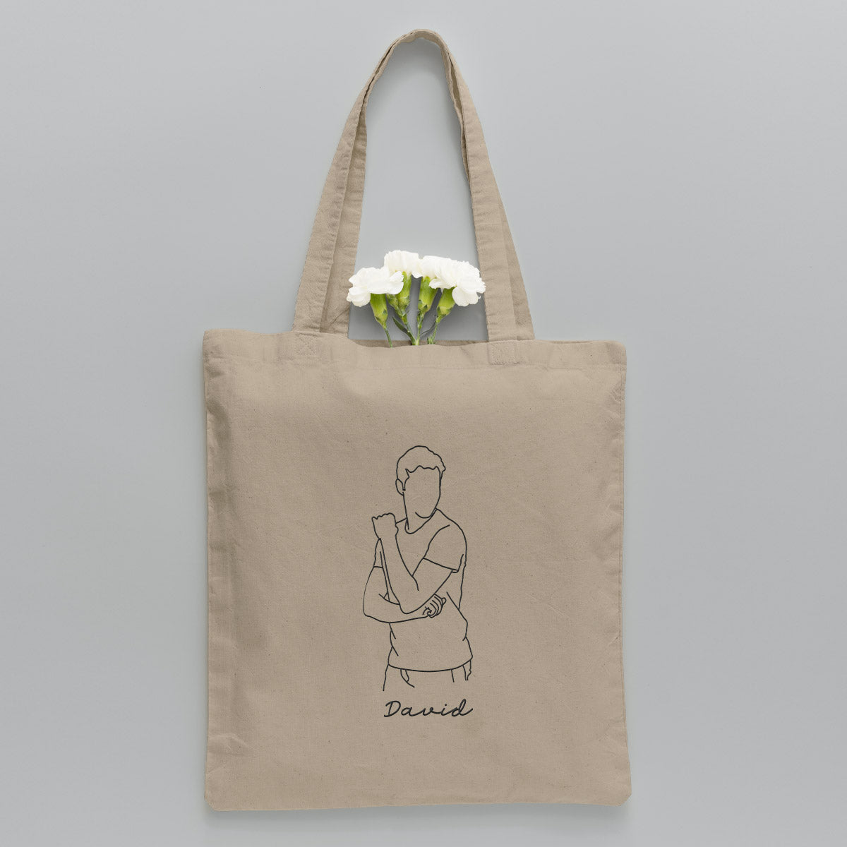 Sac fourre-tout brodé personnalisé avec photo au trait - Sac fourre-tout brodé personnalisé pour fils
