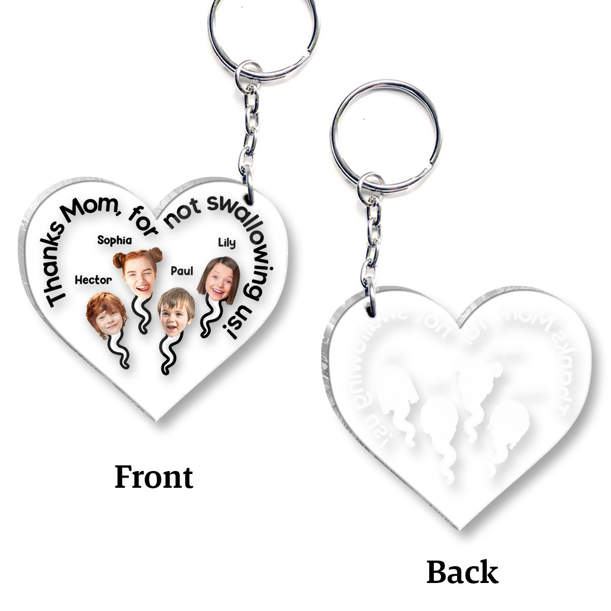 Merci maman de ne pas nous avoir avalés - Porte-clés transparent personnalisé pour maman