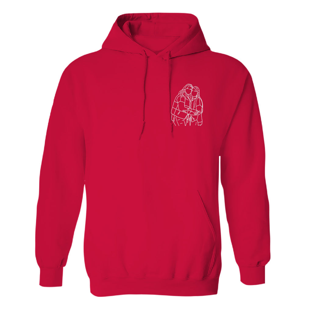 Sweat à capuche brodé personnalisé pour frères et sœurs - Illustration au trait -