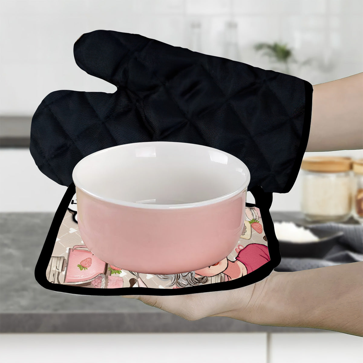 Everything Tastes Better - Gift for grandma - Personalized Oven Mitts & Pot Holder Set