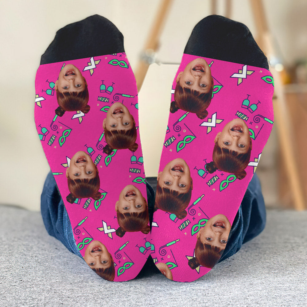 Chaussettes personnalisées pour fille - Motif de fête personnalisé