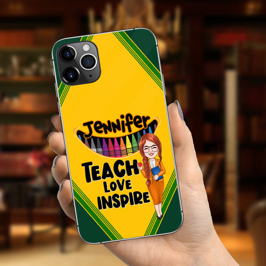 Enseigner, aimer, inspirer - Coque de téléphone personnalisée pour enseignants