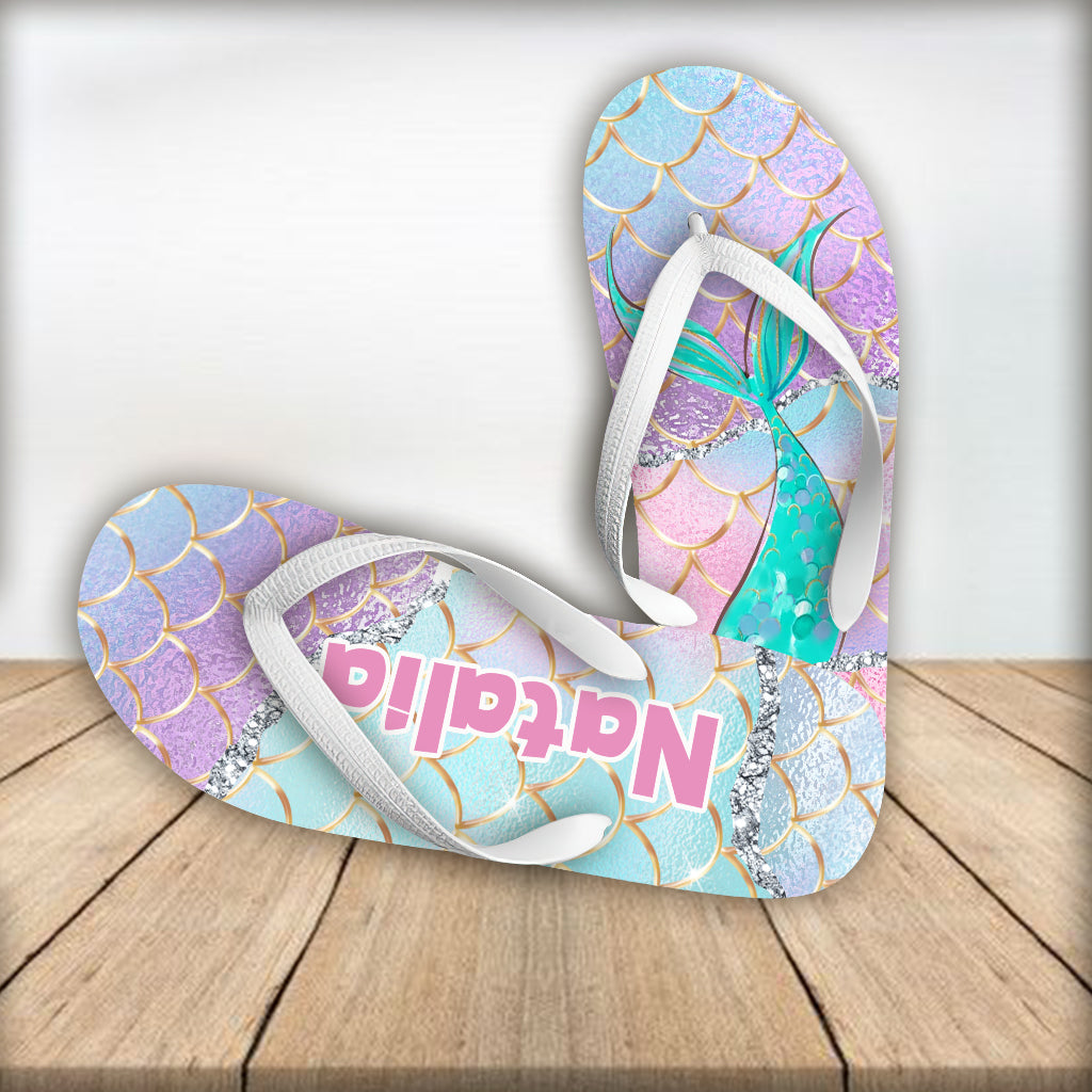 Sirène dans l'océan - Tongs personnalisées pour amoureux de la mer
