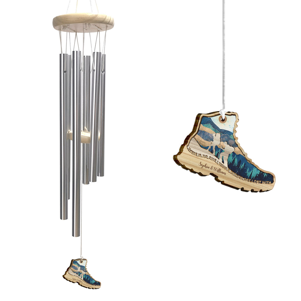 Il n'y a personne avec qui je préférerais me perdre - Cadeau de randonnée pour femme, mari, petit ami, petite amie - Carillon éolien personnalisé