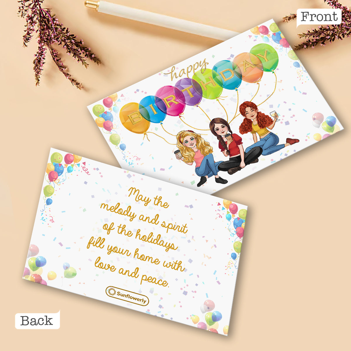 Ballon d'anniversaire avec portrait personnalisé - Carte de vœux personnalisée