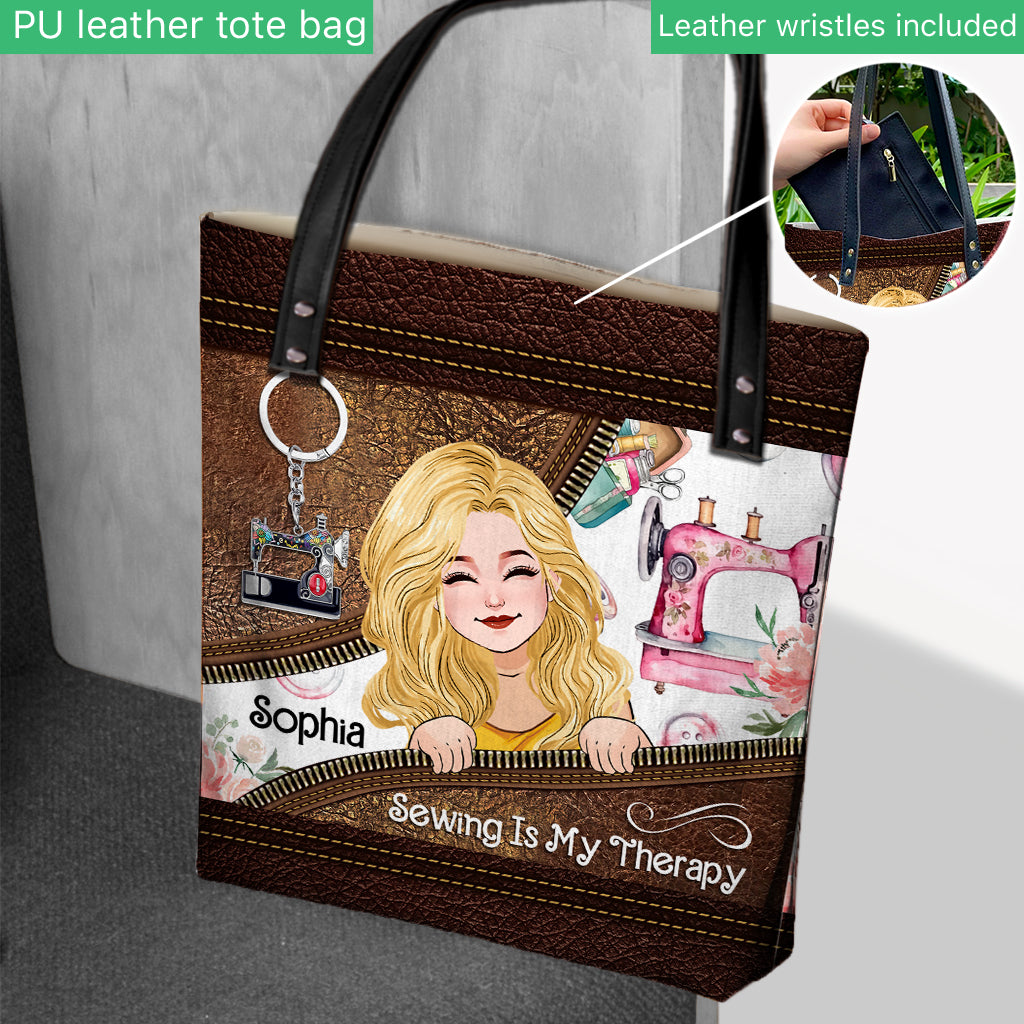 La couture, ma thérapie - Sac fourre-tout de couture personnalisé