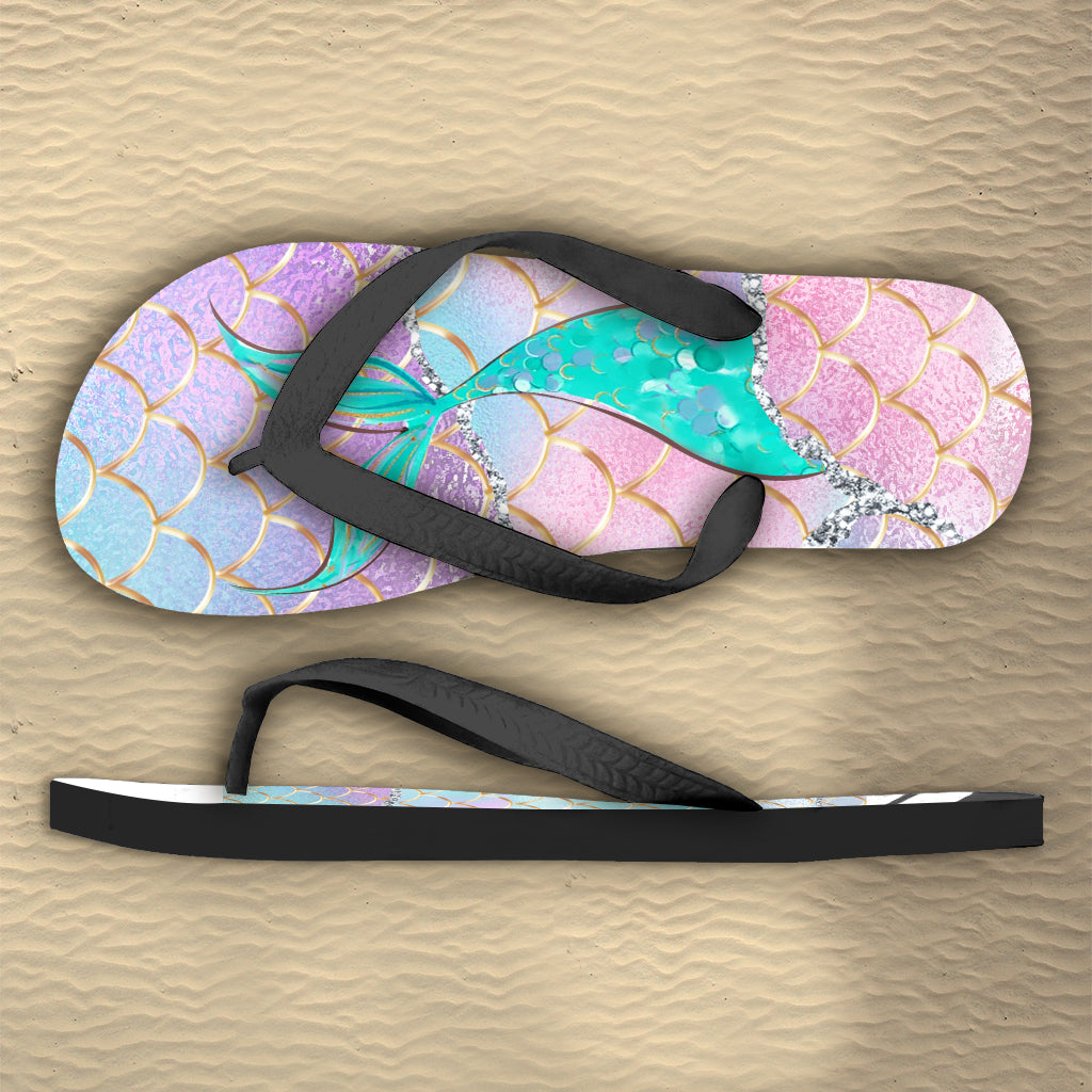 Sirène dans l'océan - Tongs personnalisées pour amoureux de la mer