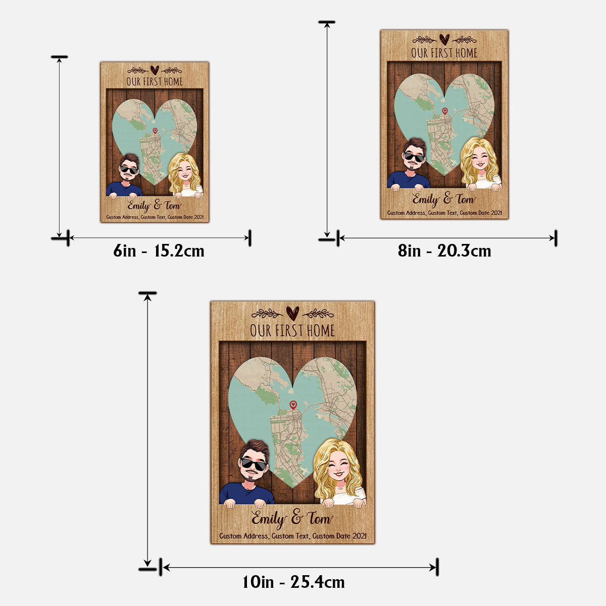 Notre première maison - Panneau/Plaque en bois personnalisé(e) à 2 couches pour pendaison de crémaillère