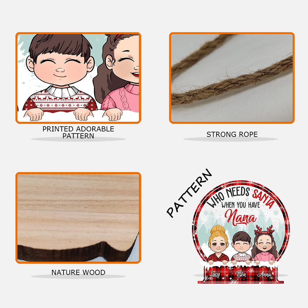 Qui a besoin du Père Noël quand on a Mamie ? - Panneau en bois personnalisé pour grand-mère