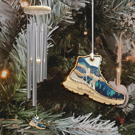 There Is No One I Would Rather Get Lost With - Hiking gift for wife, husband, boyfriend, girlfriend - Personalized Wind Chime