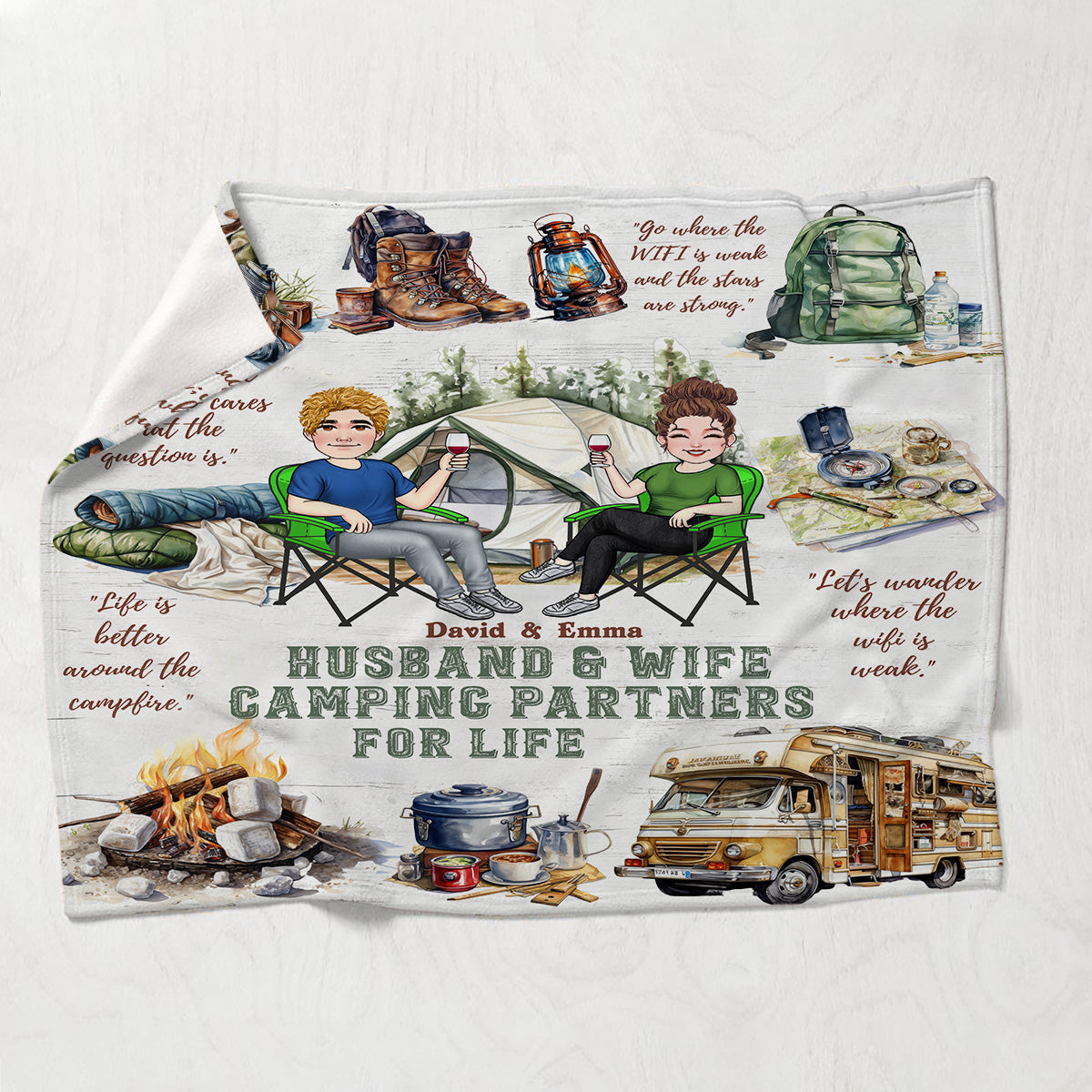 Couverture de camping personnalisée « Vie de camping »