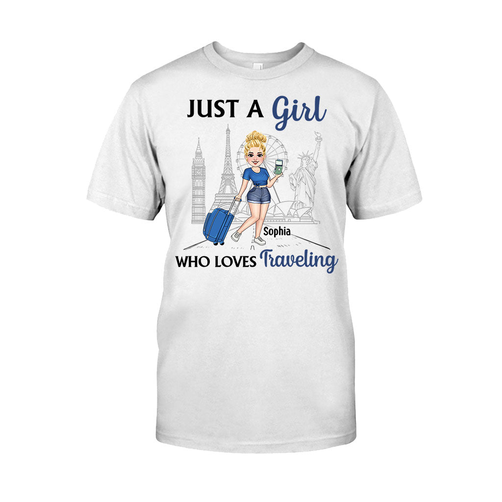 Juste une fille qui aime voyager - T-shirt et sweat à capuche de voyage personnalisés