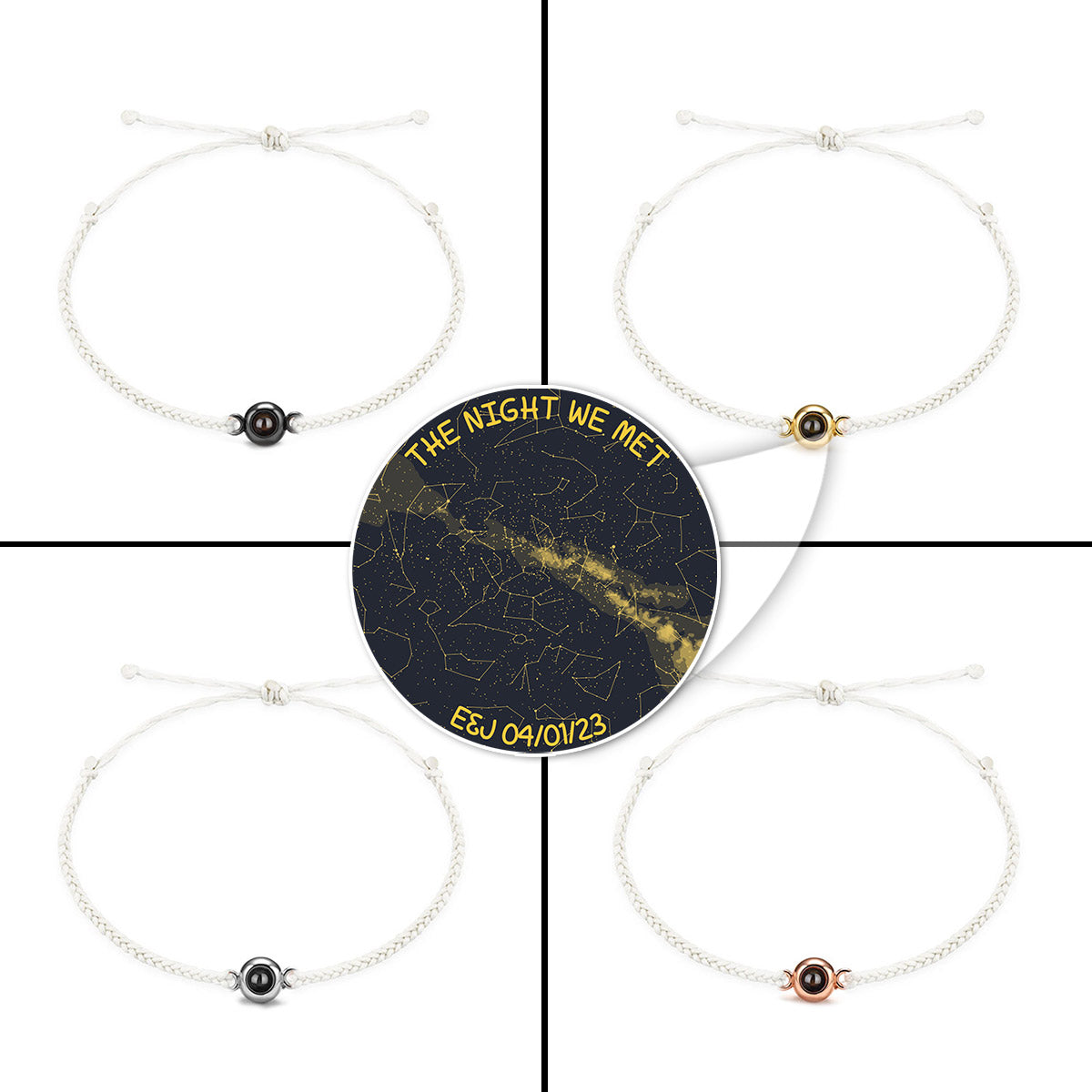 Carte du ciel personnalisée « La nuit de notre rencontre » - cadeau pour petit ami, mari, femme, petite amie - Bracelet de projection personnalisé