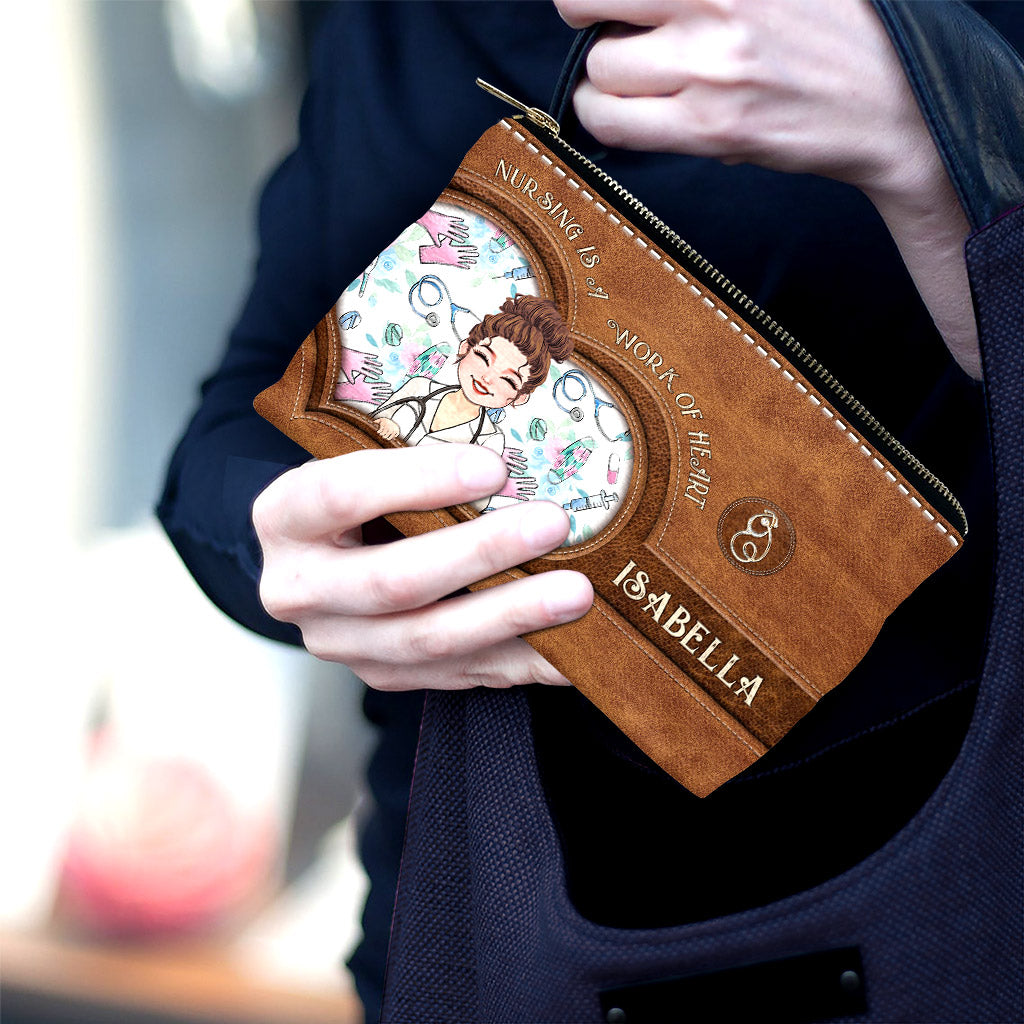 Le métier d'infirmière est un travail de cœur - Pochette personnalisée pour infirmière