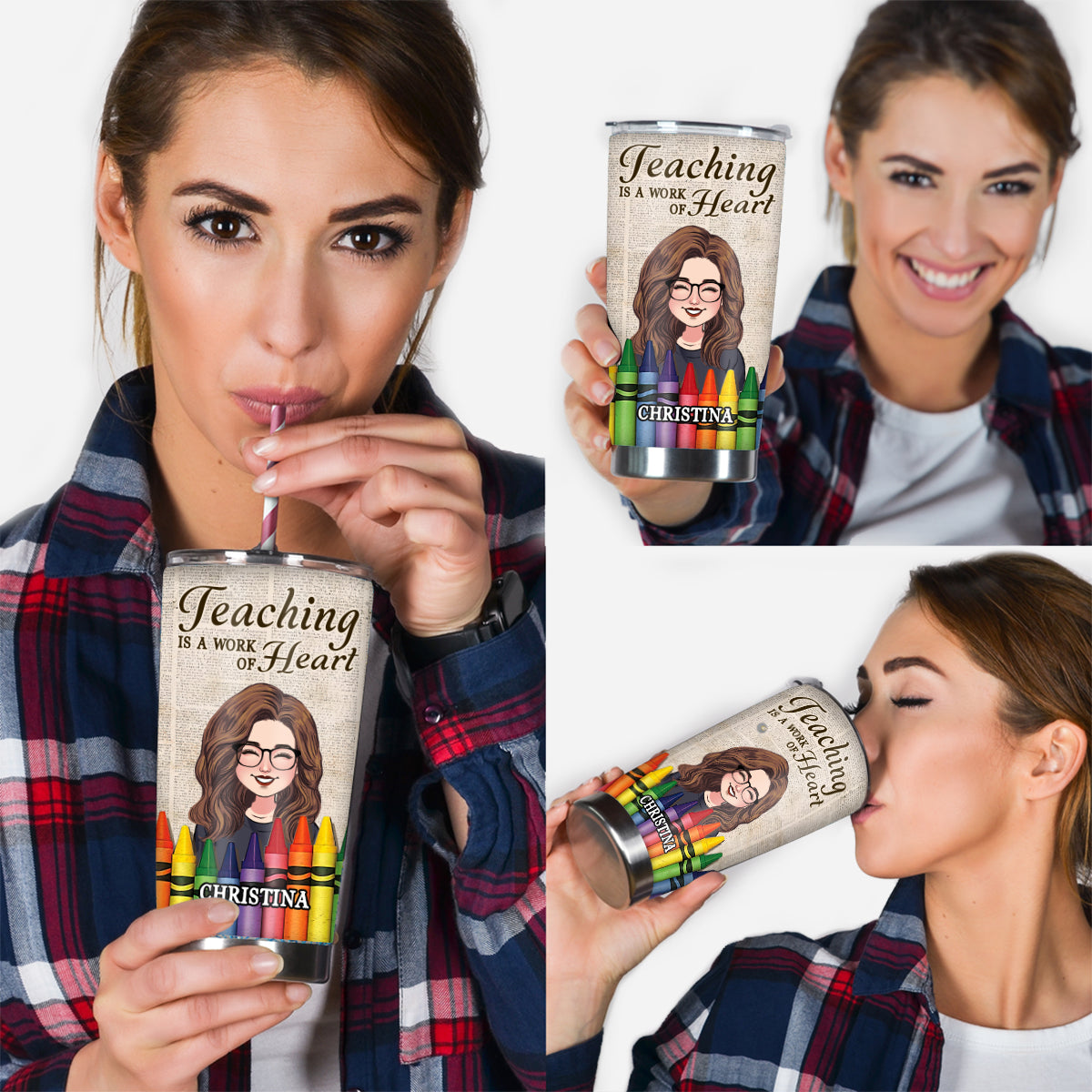 Enseigner, c'est faire un travail de cœur - Gobelet personnalisé pour enseignants