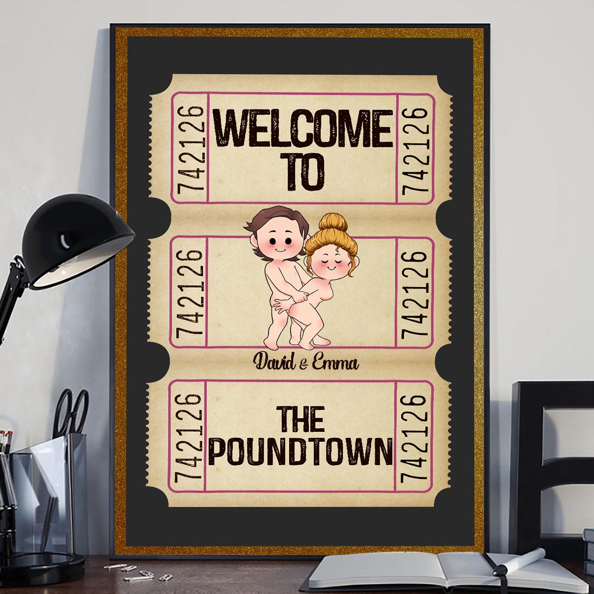 Bienvenue à Poundtown ! Adulte inapproprié - Toile et affiche personnalisées pour couples
