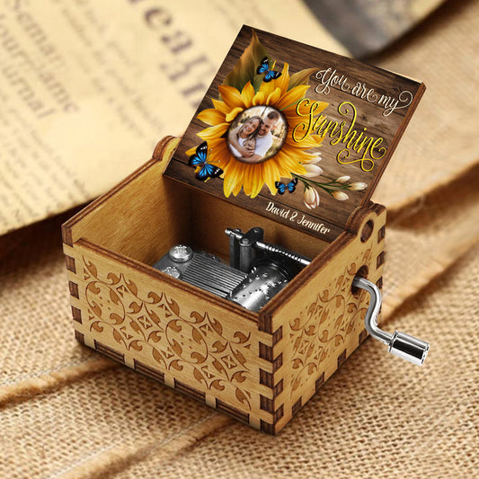 Tu es mon rayon de soleil - Cadeau pour maman, grand-mère, papa, grand-père, fille, fils, petite-fille, petit-fils, sœur, frère, ami(e), épouse, époux - Boîte à musique à manivelle personnalisée