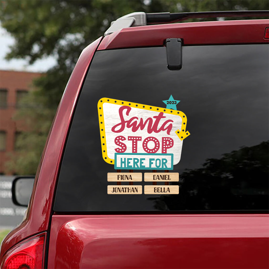 Père Noël, arrêtez-vous ici pour - Autocollant personnalisé pour grand-mère découpé à la forme